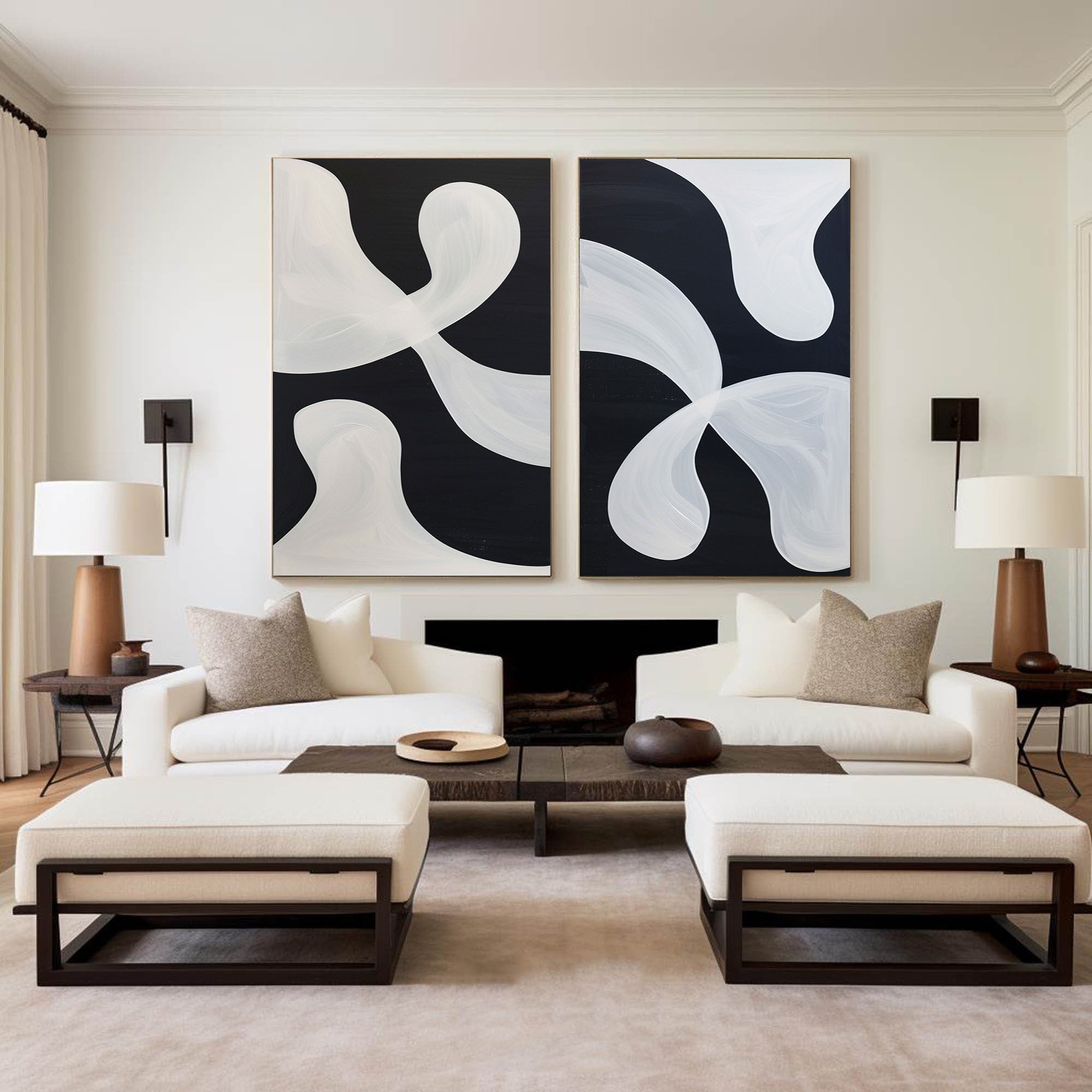 Black and White Ribbon Forms