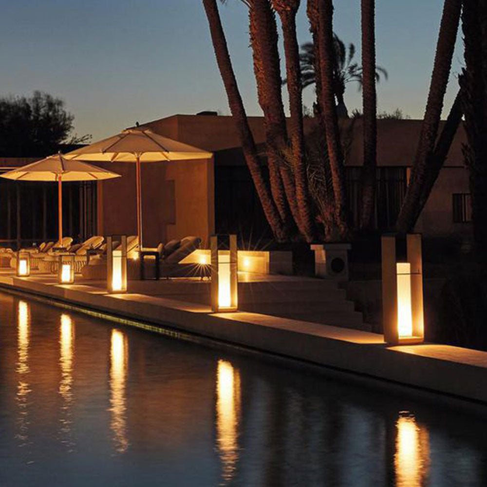 Ray Minimalist Cuboid Candle Solar Outdoor Floor Lamp Black - Neutralighting