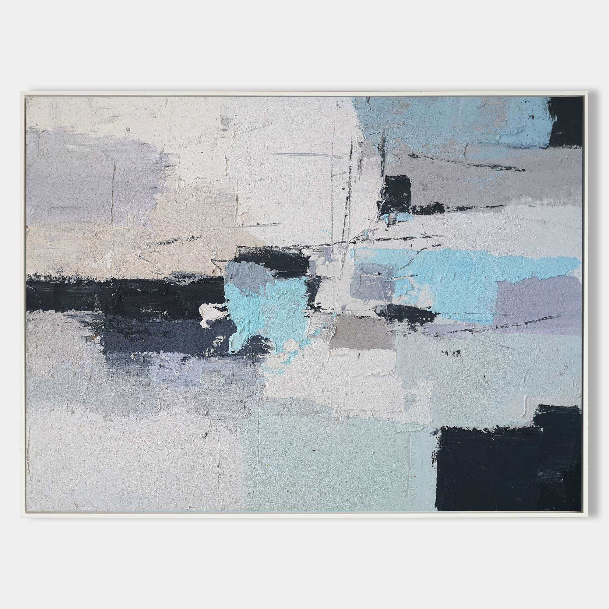 Modern Grey Blue Abstract Canvas Painting