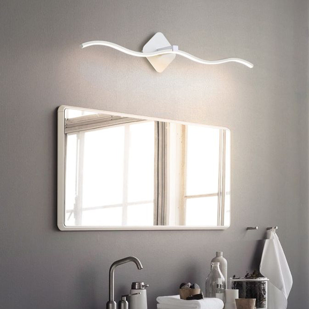 Arisha Minimalist Wave Linear Metal Wall Lamp, Black/White - Neutralighting