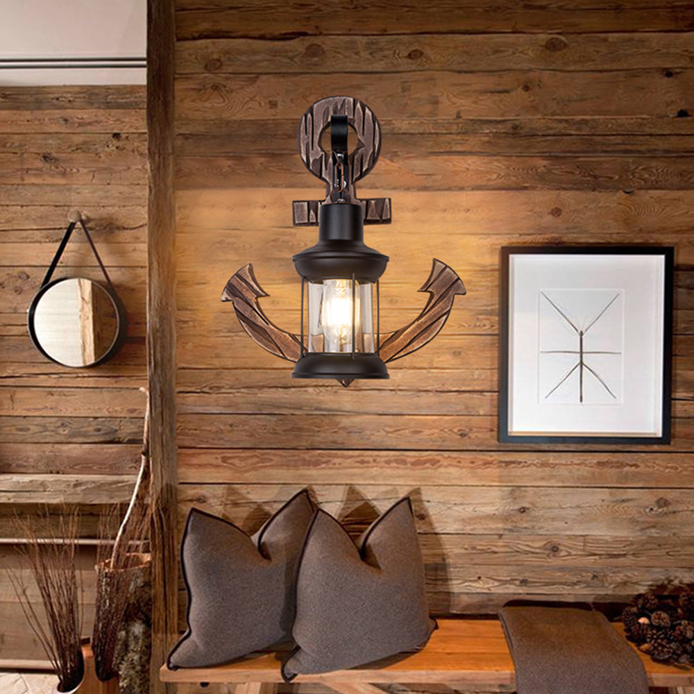 Epoch Anchor Lantern Wall Lamp, Vintage/Antique, Wood, Bedroom - Neutralighting