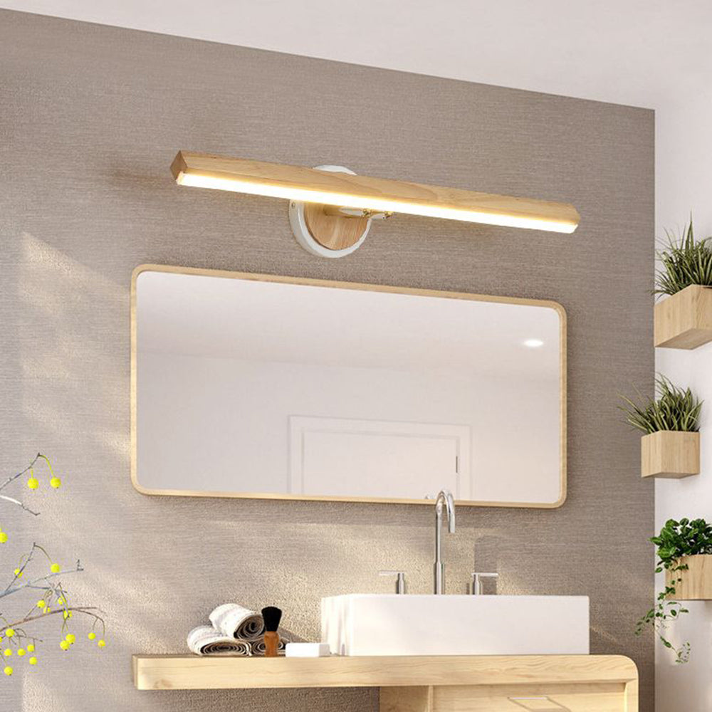 Muto Modern Linear Wooden Mirror Front Vanity Wall Lamp - Neutralighting