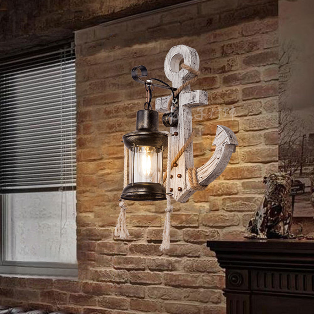 Epoch Anchor Lantern Wall Lamp, Vintage/Antique, Wood, Bedroom - Neutralighting