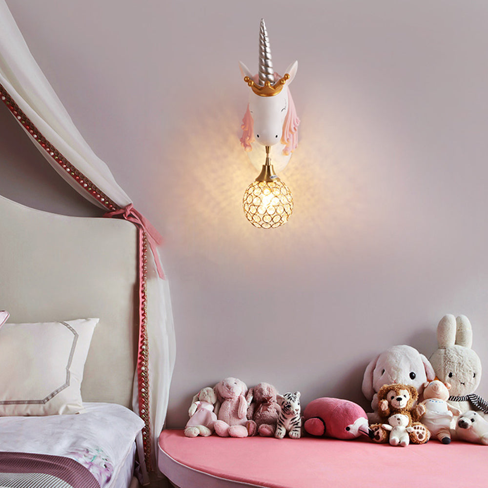 Arisha Modern Unicorn/Strawberry Art Wall Lamp, Pink/Blue - Neutralighting