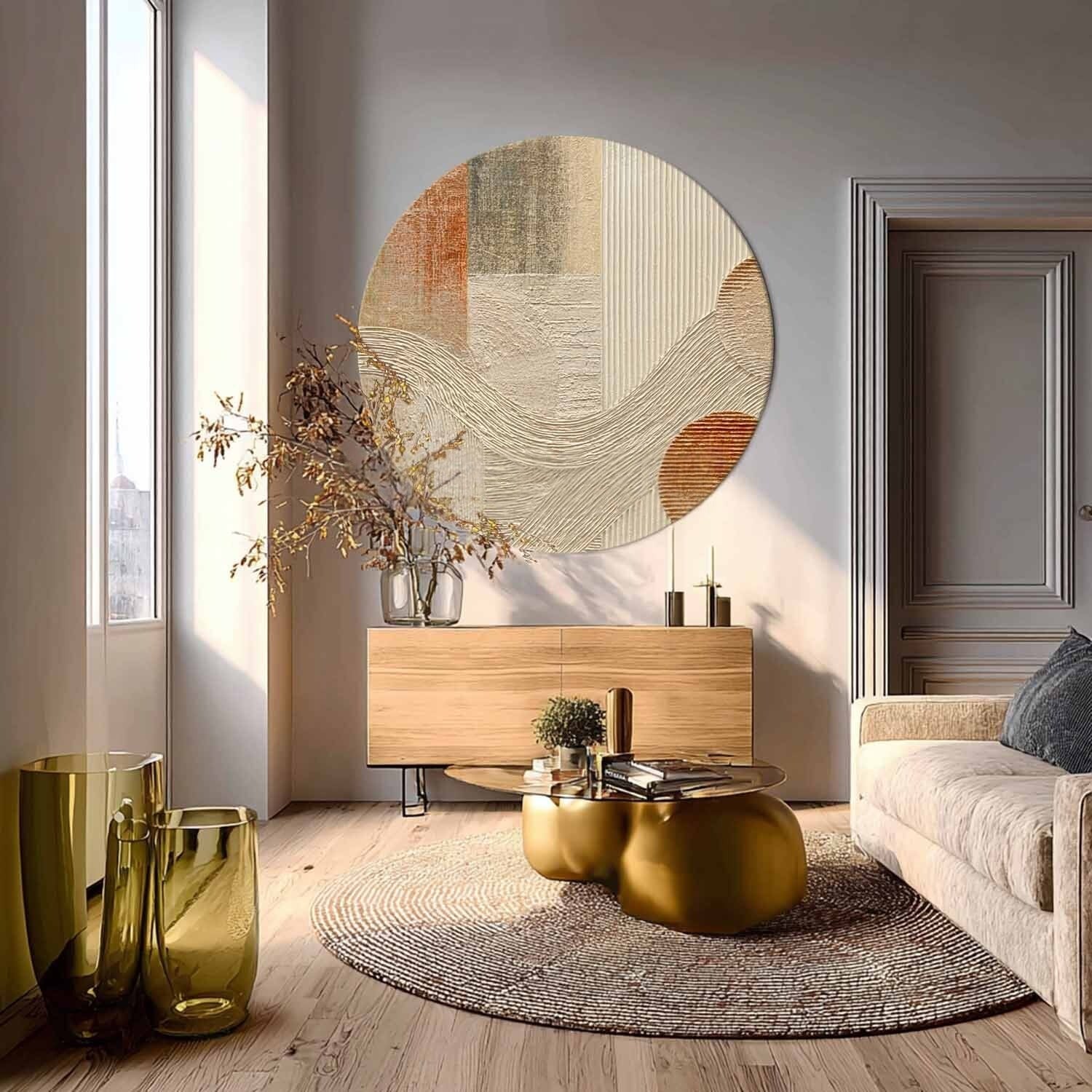 Wall Art Round Terracotta Abstract Plaster