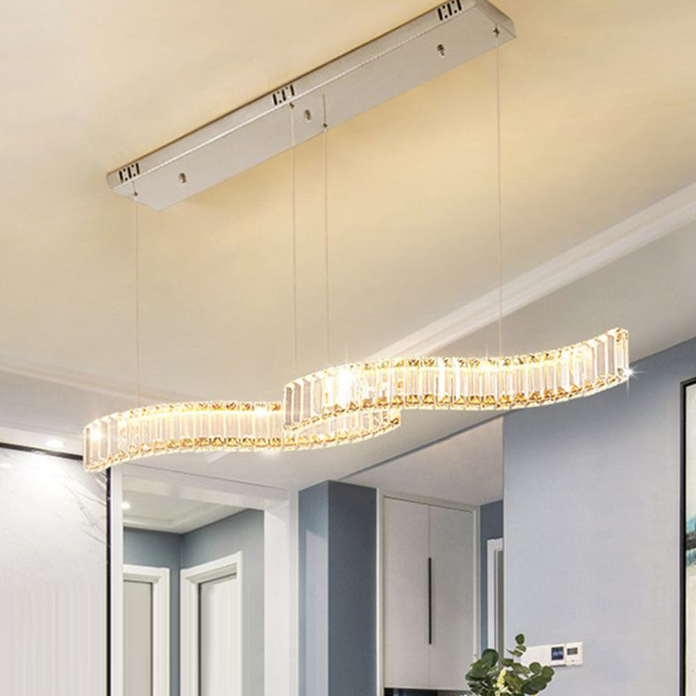 Kristy Luxury Wave Crystal/Metal Pendant Light, Silver/Gold - Neutralighting