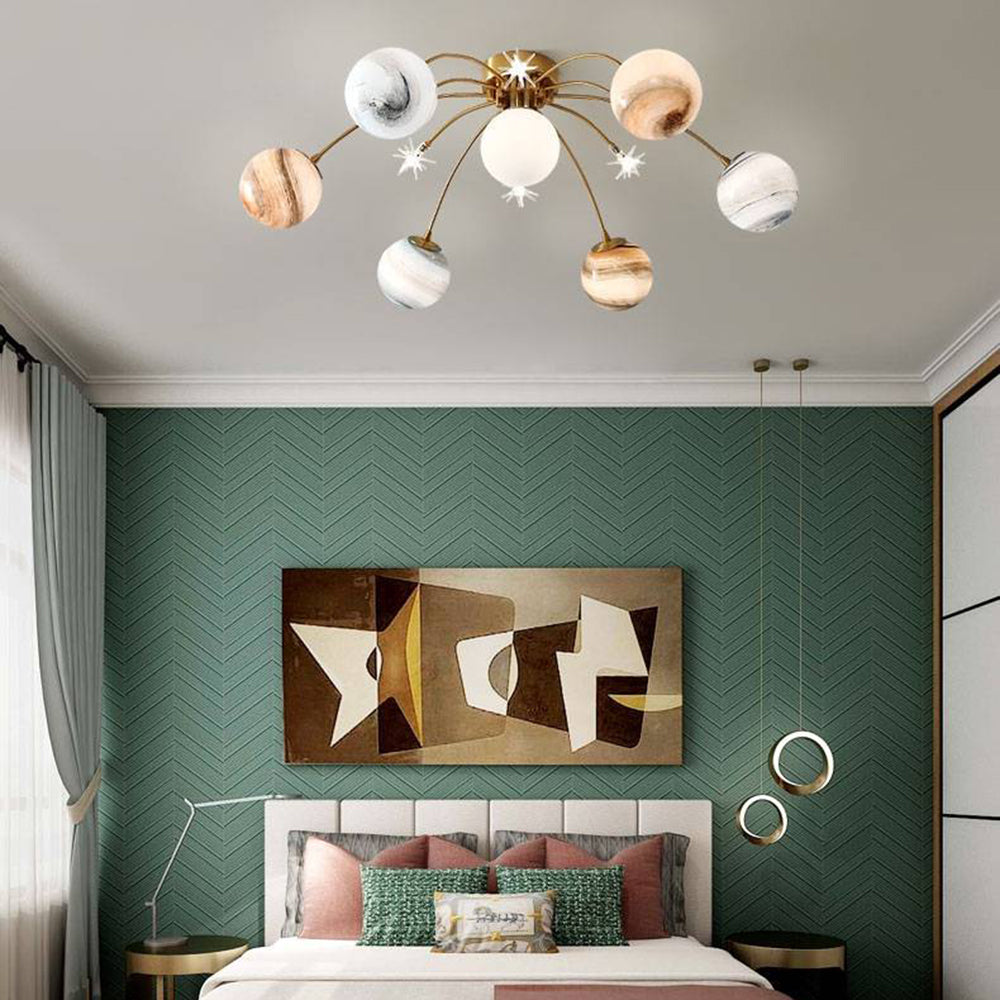 Aria Modern Planet Flush Mount Ceiling Light, Living Room - Neutralighting