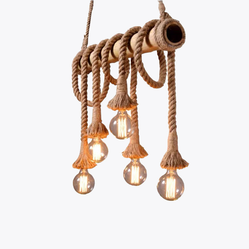 Silva Vintage Wood/Rope Pendant Light, Living Room