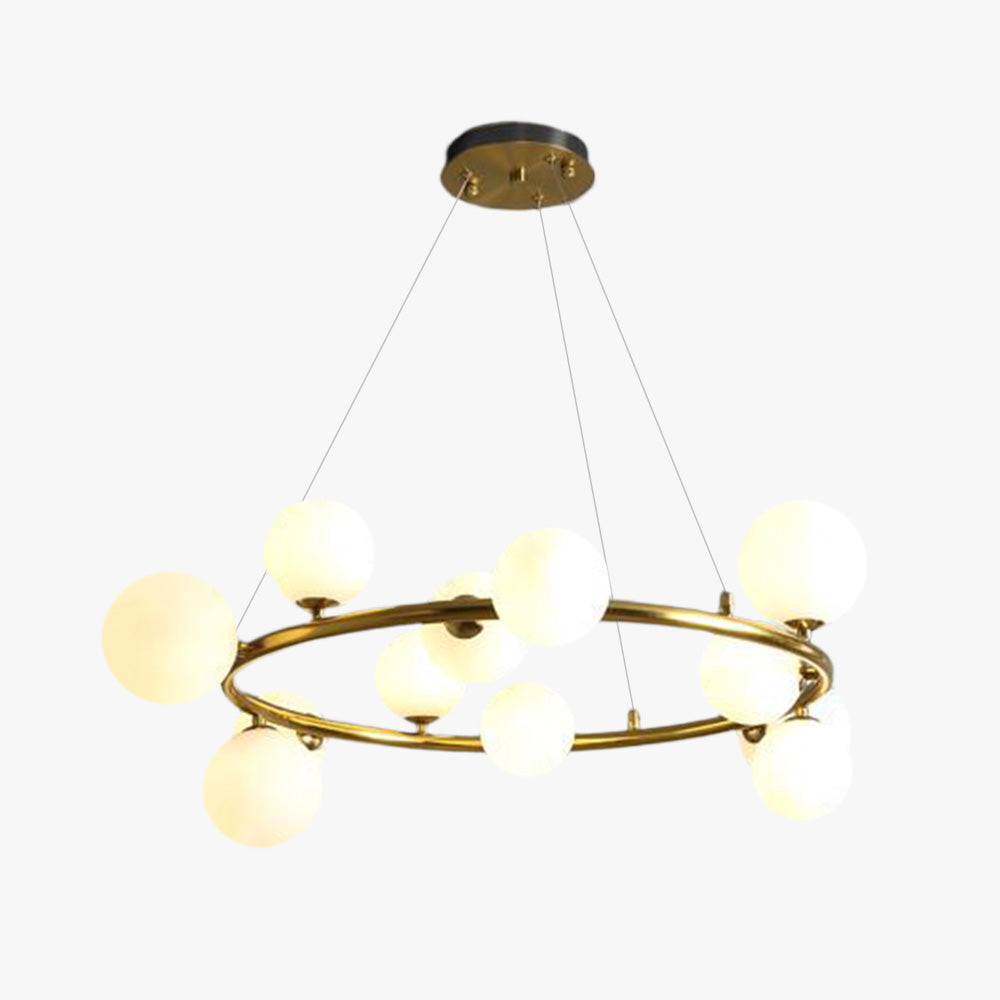Valentina Modern Glass Globe Ring Chandelier, Gold/Black - Neutralighting