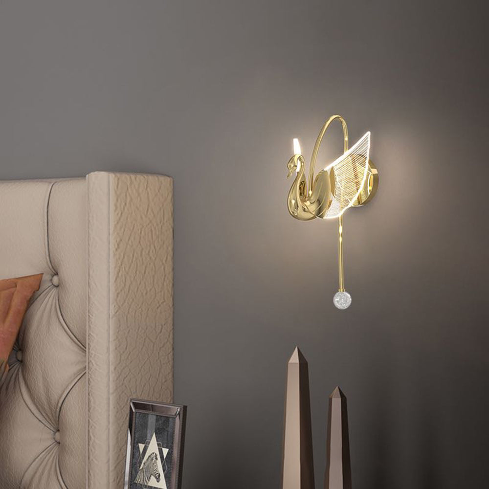 Arisha Art Deco Swan Acrylic/Metal Wall Lamp, Gold/Rose Gold - Neutralighting
