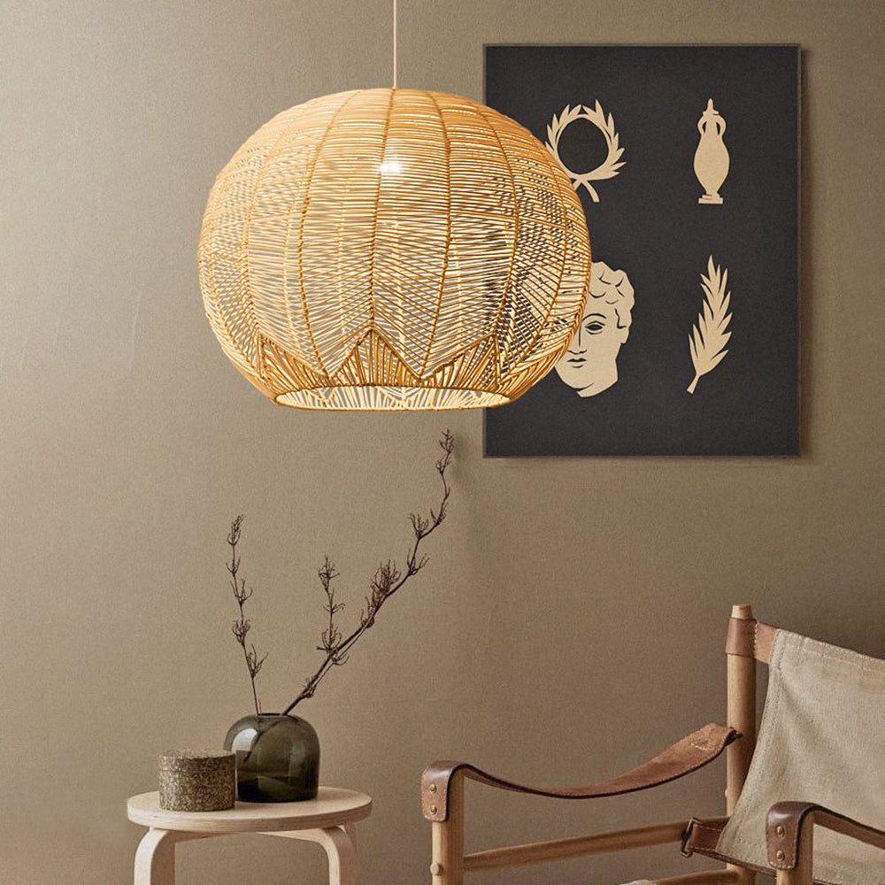 Ritta Designer Round Handmade Rattan Pendant Light, Dining Room - Neutralighting