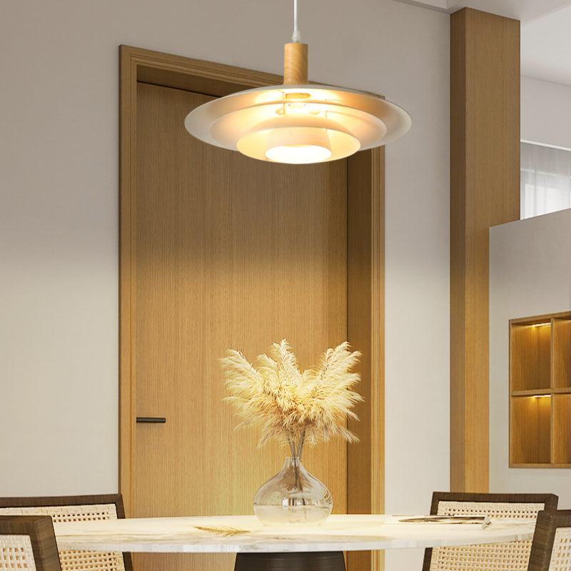 Valentina Modern LED Pendant Light White Wood Metal Bedroom - Neutralighting