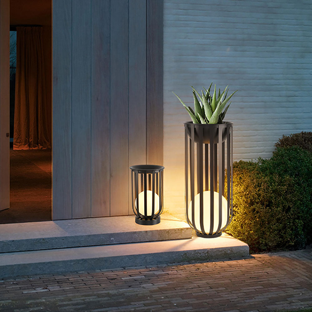 Ray Modern Globe Solar/Rechargeable Outdoor Floor Lamp, Black - Neutralighting