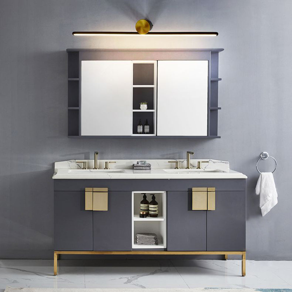 Arisha Modern Metal Linear Mirror Vanity Wall Lamp, Black/White - Neutralighting