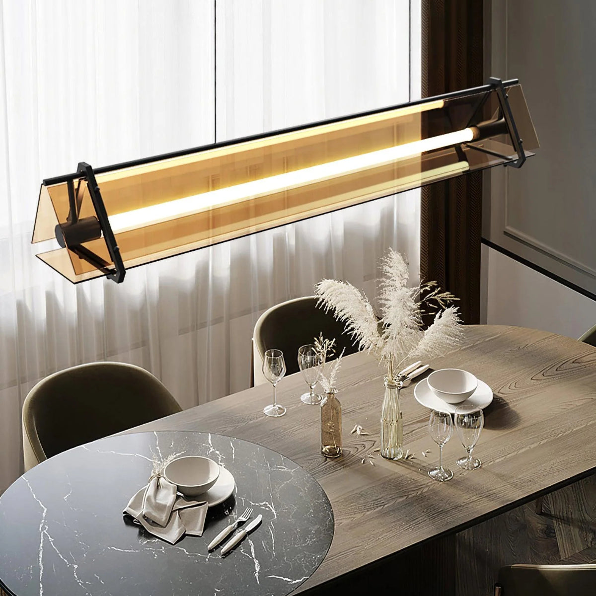 Arisha Industrial Triangle Metal/Glass Pendant Light, Gold - Neutralighting