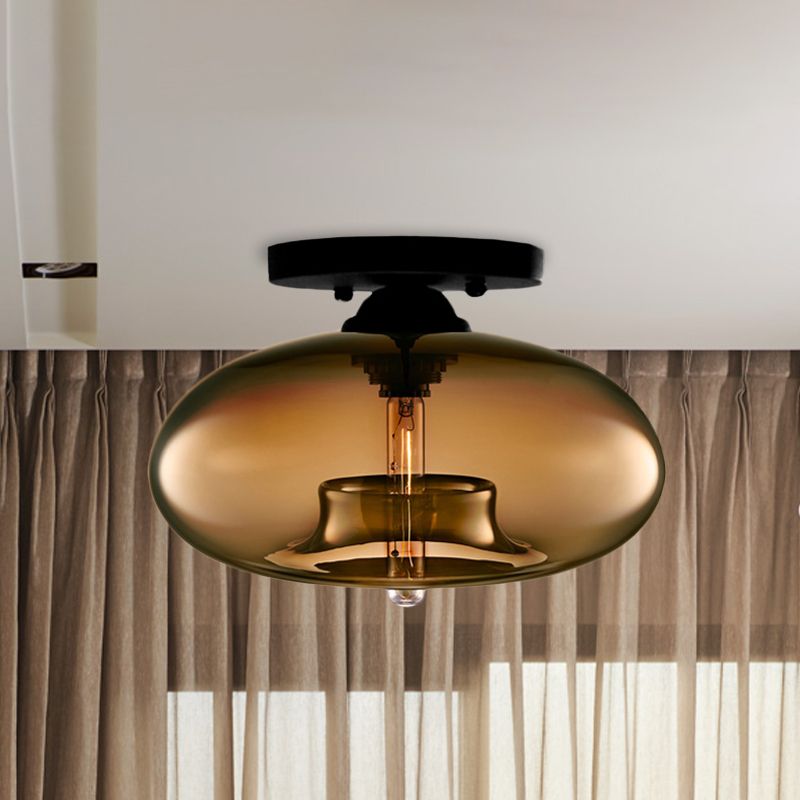 Valentina Industrial Art Deco Globe Flush Mount Ceiling Light Living Room - Neutralighting
