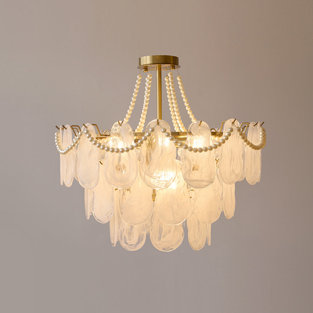 Kristy Elegant Pearl/Glass/Metal Chandelier, White