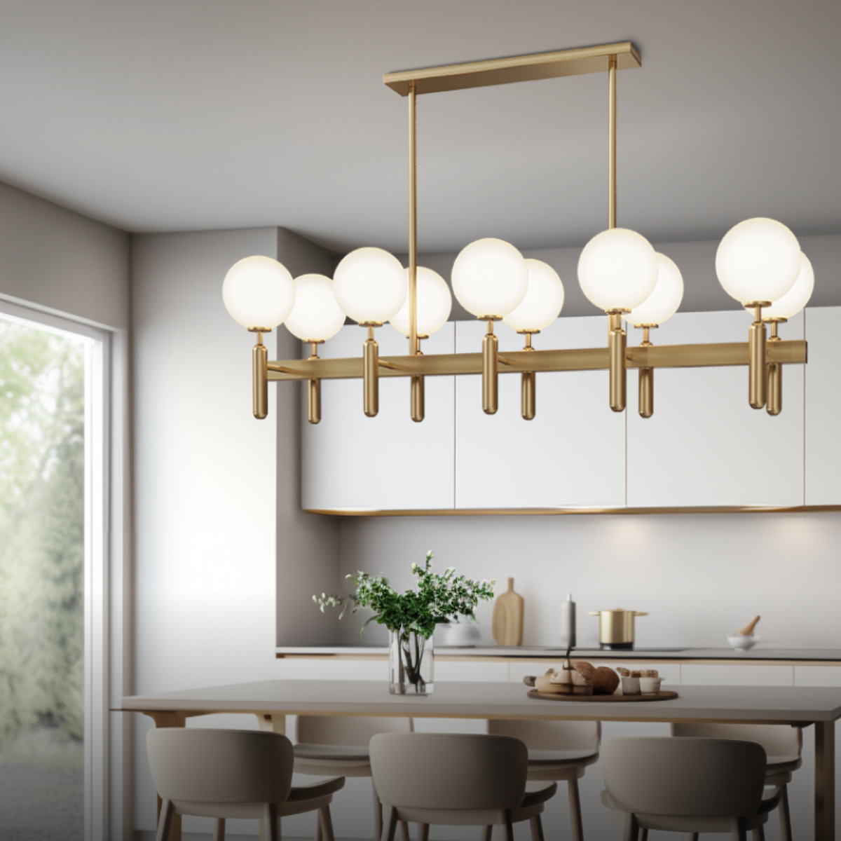 Kristy Design Ball Glass/Metal Pendant Light Gold White - Neutralighting