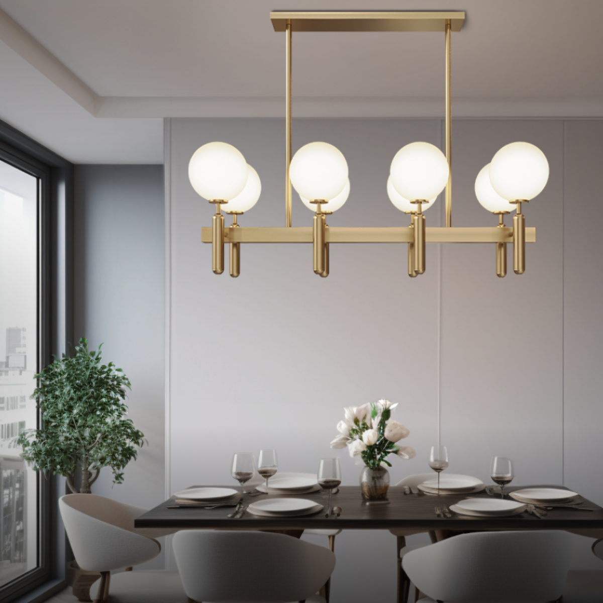 Kristy Design Ball Glass/Metal Pendant Light Gold White - Neutralighting