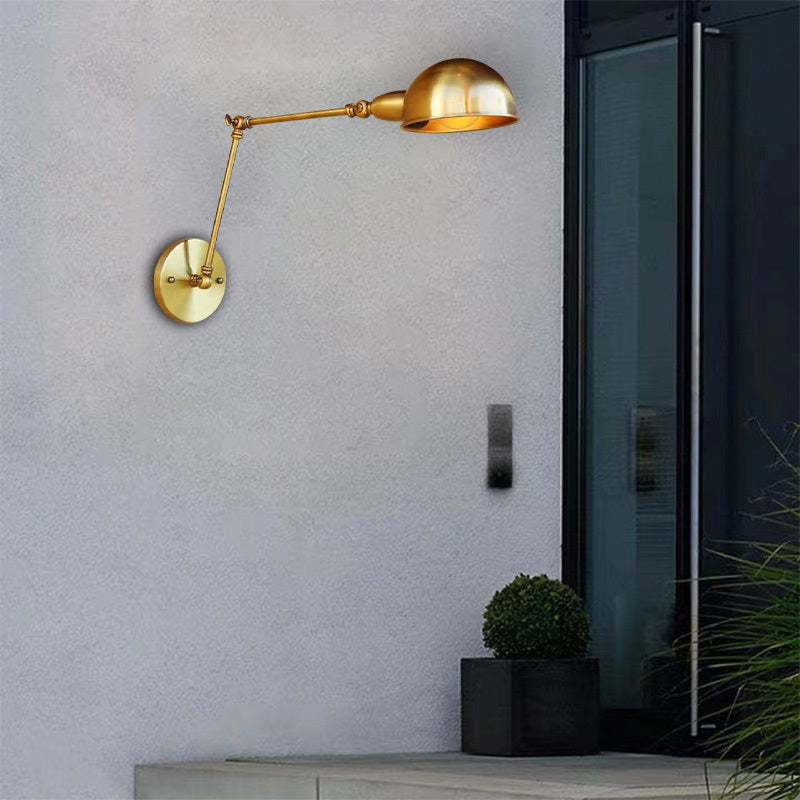 Epoch Vintage Semi-sphere Metal Swing Arm Foldable Wall Lamp, Bronze - Neutralighting