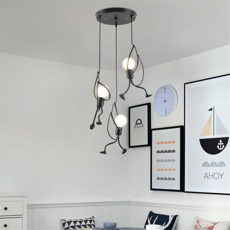 Miro Retro Modern Iron Man Pendant Light, Black - Neutralighting