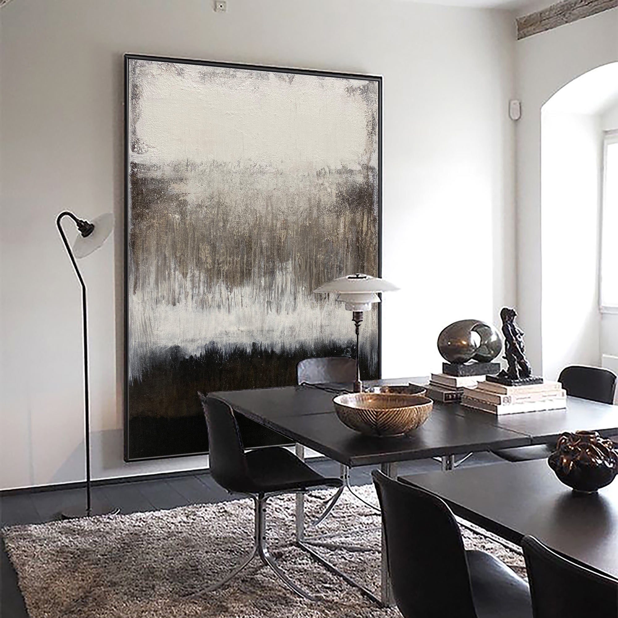 Black White Grey Abstract Painting ABAV119 - Neutralighting