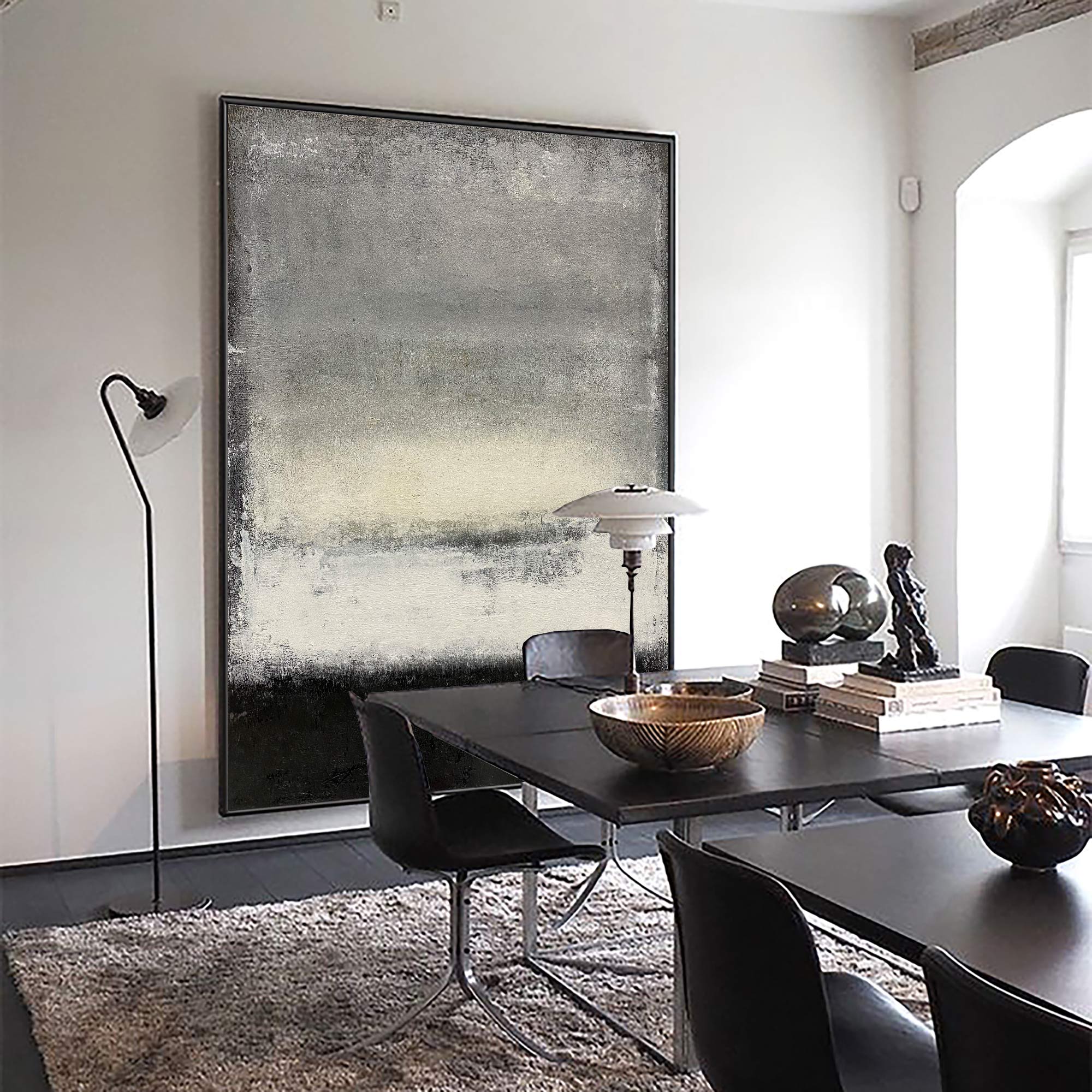 Black White Grey Abstract Painting ABAV105 - Neutralighting
