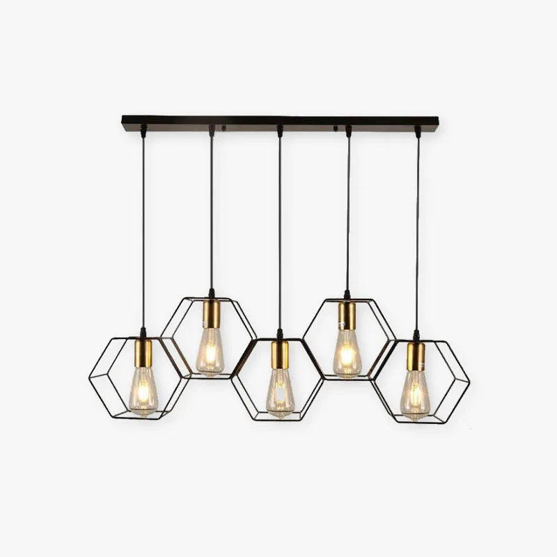Arisha Rustic Farmhouse Geometry 3/5 Light Pendant Light, Black - Neutralighting