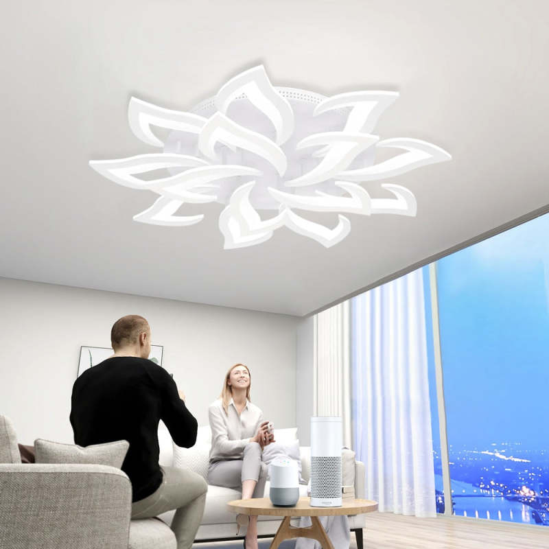 Arisha Elegant Flower Flush Mount Ceiling Light, White/Black - Neutralighting