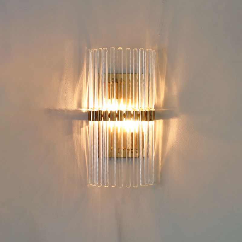 Ray Modern Cylindrical Metal/Crystal Wall Lamp, Gold - Neutralighting