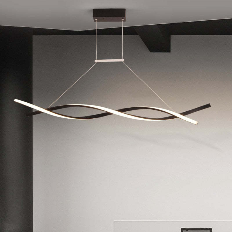 Arisha Pendant Light Linear Double Wave Modern, Metal, Black/Grey, Bedroom - Neutralighting
