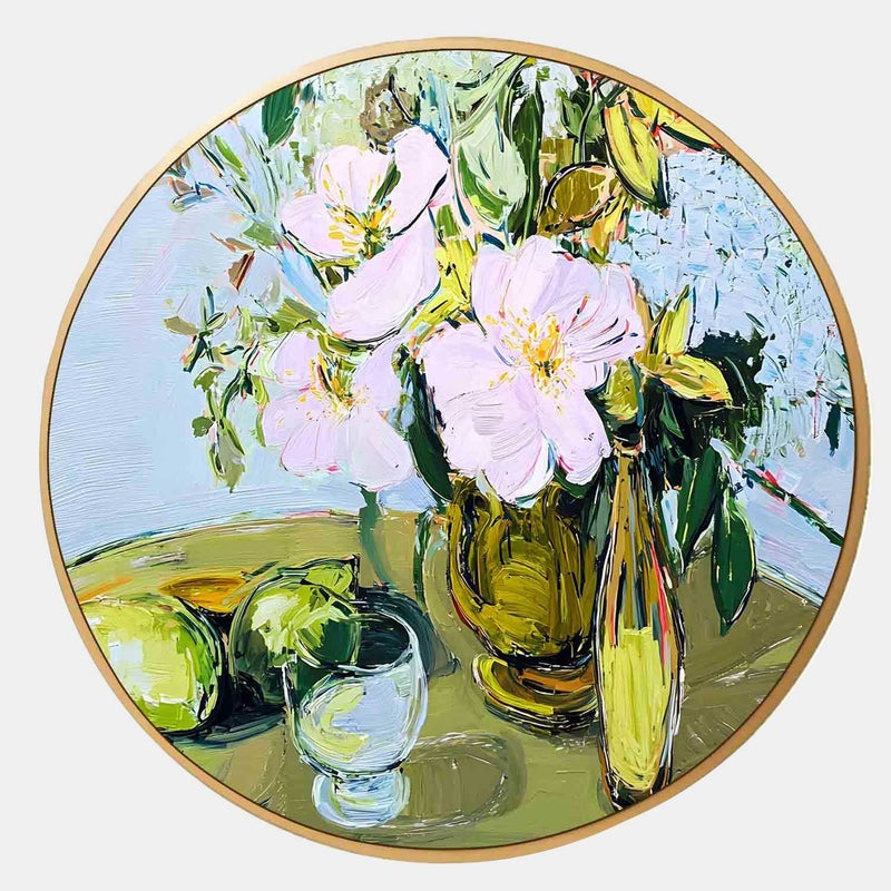 Floral Still Life Round Painting