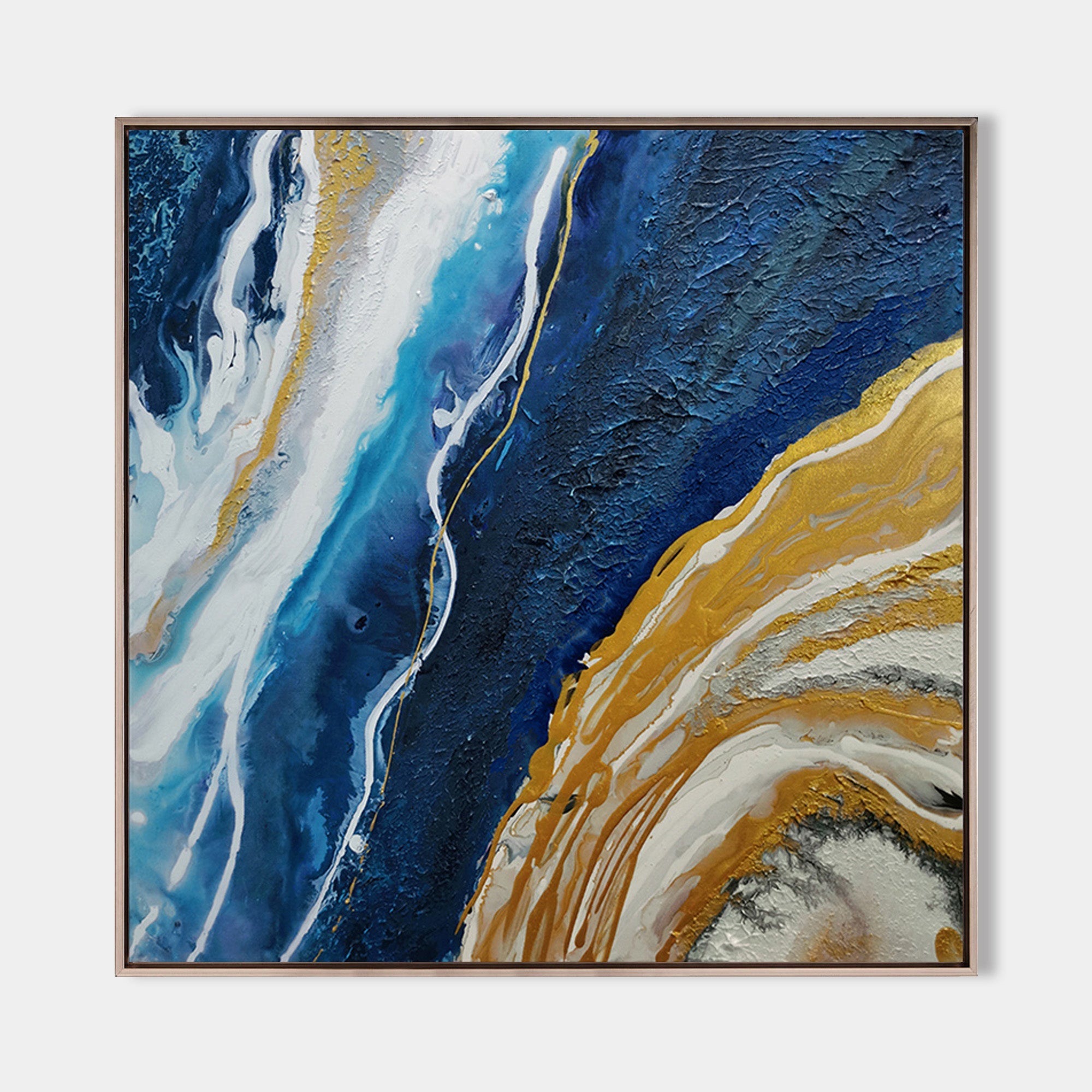 Gold Blue Abstract Art