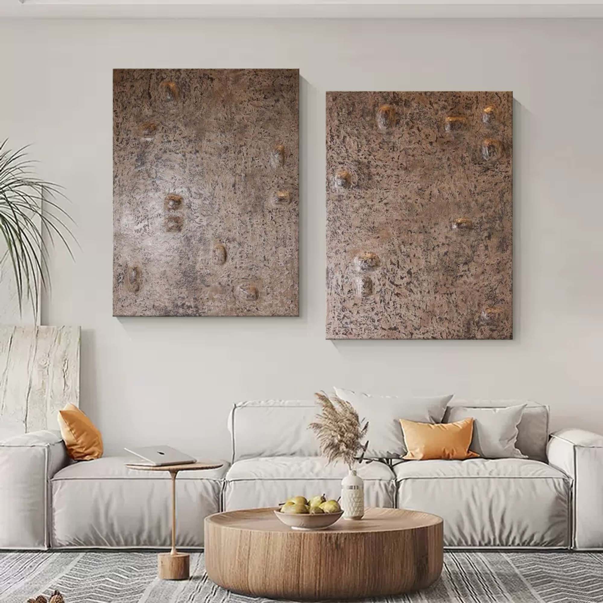 Wall Art Diptych Abstract Mineral Vein Warm