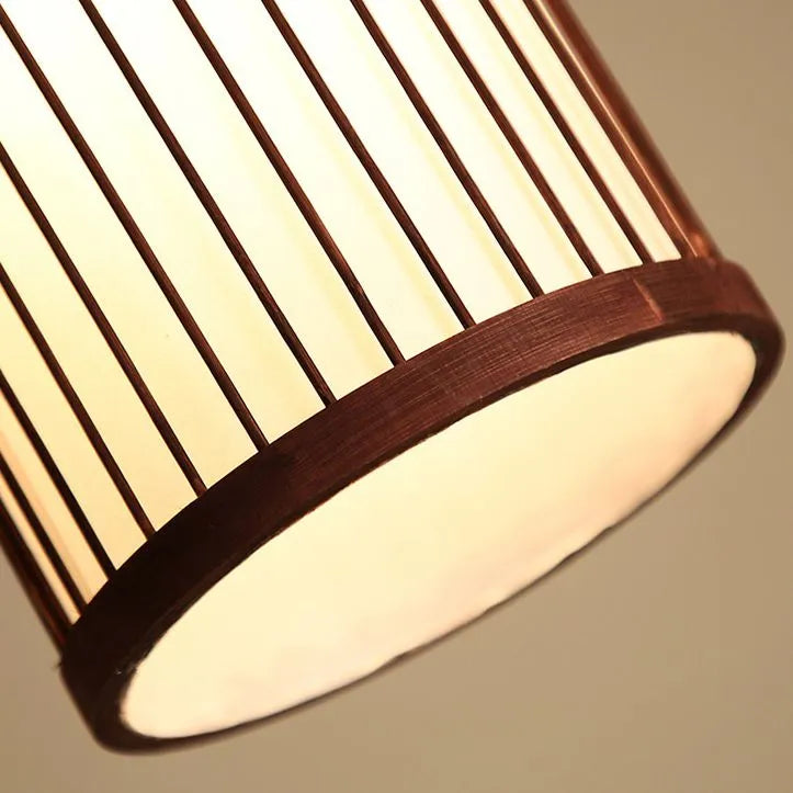 Ritta Weave Cylinder Pendant Light, Coffee/Wood, Metal/Bamboo - Neutralighting