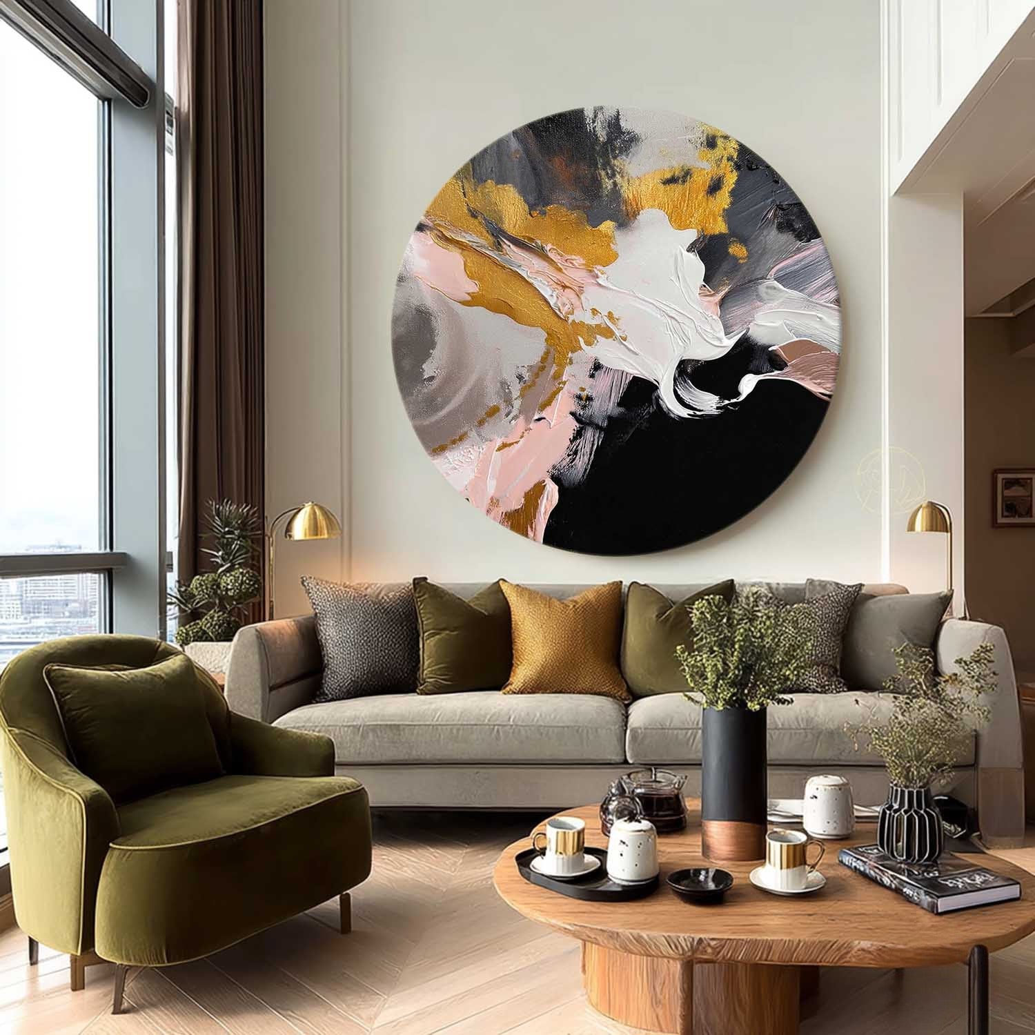 Wall Art Bold Abstract Swirls Gold