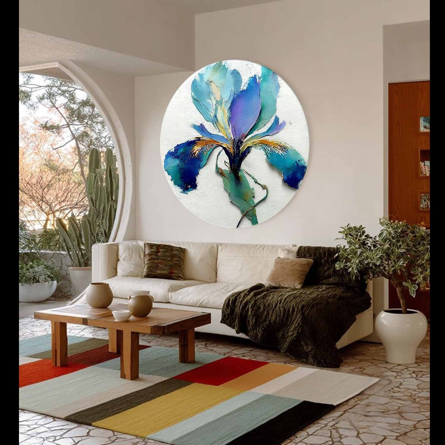 Wall Art Textured Impasto Iris Flower