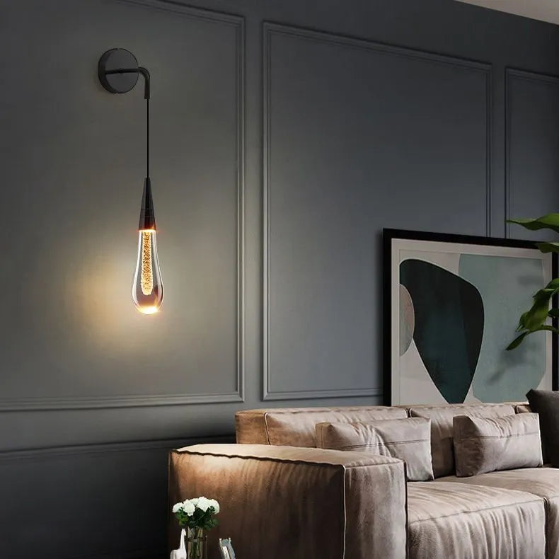 Kristy Modern Water Drop Wall Lamp, Black/Gold - Neutralighting