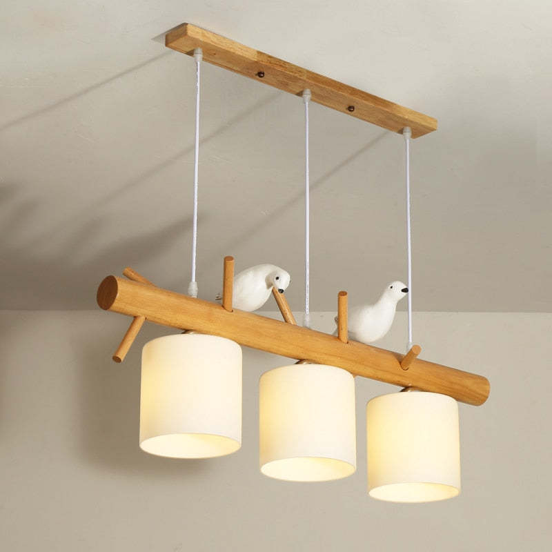 Muto Bird Pendant Light Wood, 2/3 Heads - Neutralighting