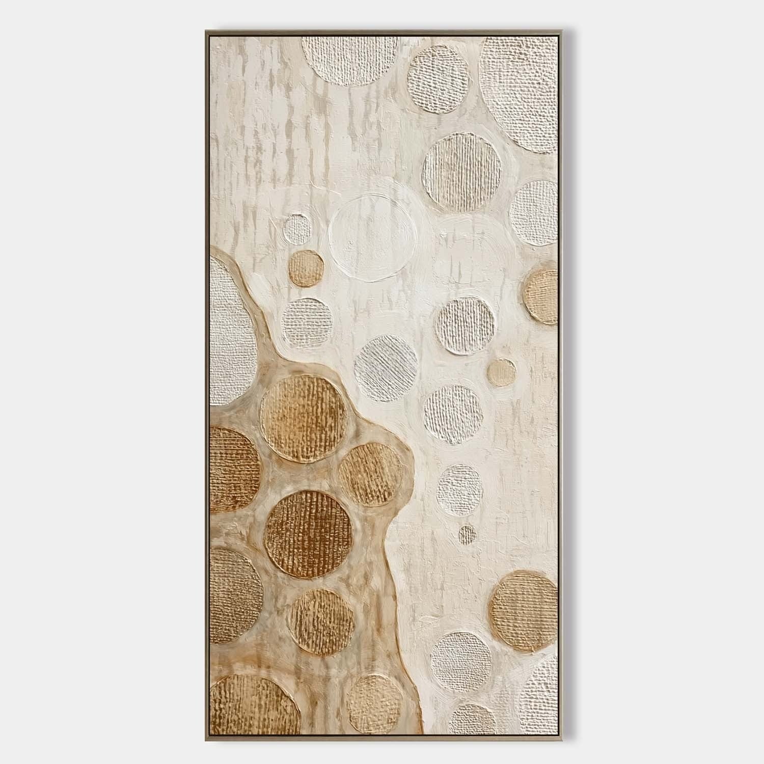 Neutral Earth‑Tone Circular Abstract Canvas Art