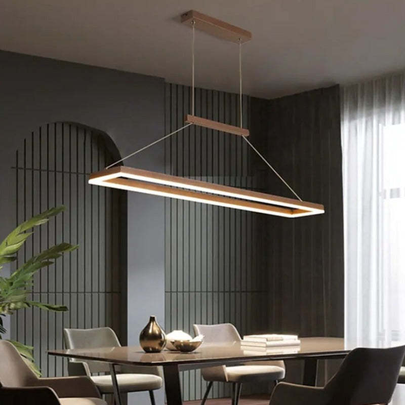 Gloen Modern Rectangular Hanging Pendant Light, Gold/Coffee - Neutralighting