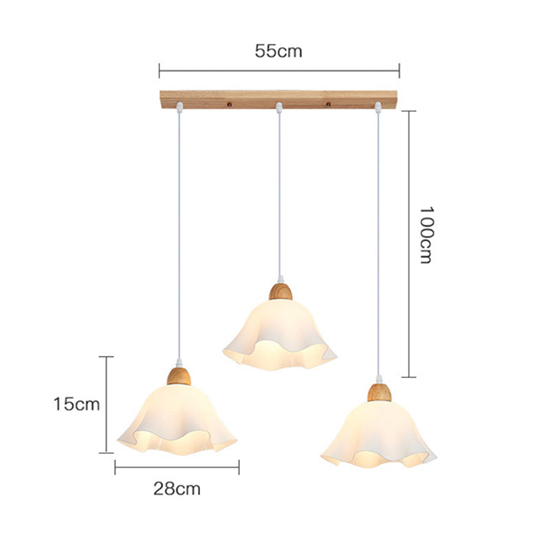 Muto Minimalist Flower Acrylic/Wood Pendant Light, White - Neutralighting