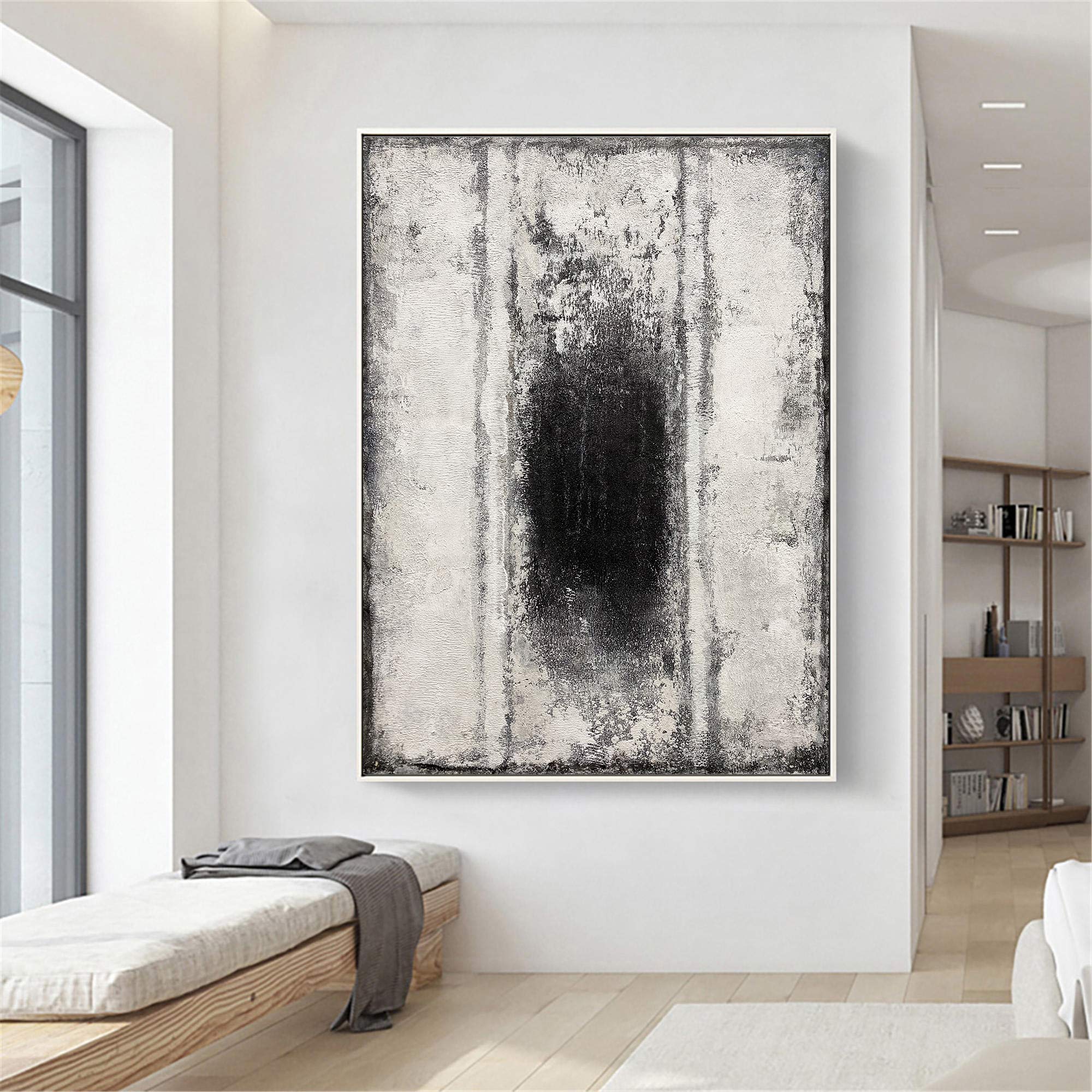 Black And White Abstract Painting ABAV115 - Neutralighting