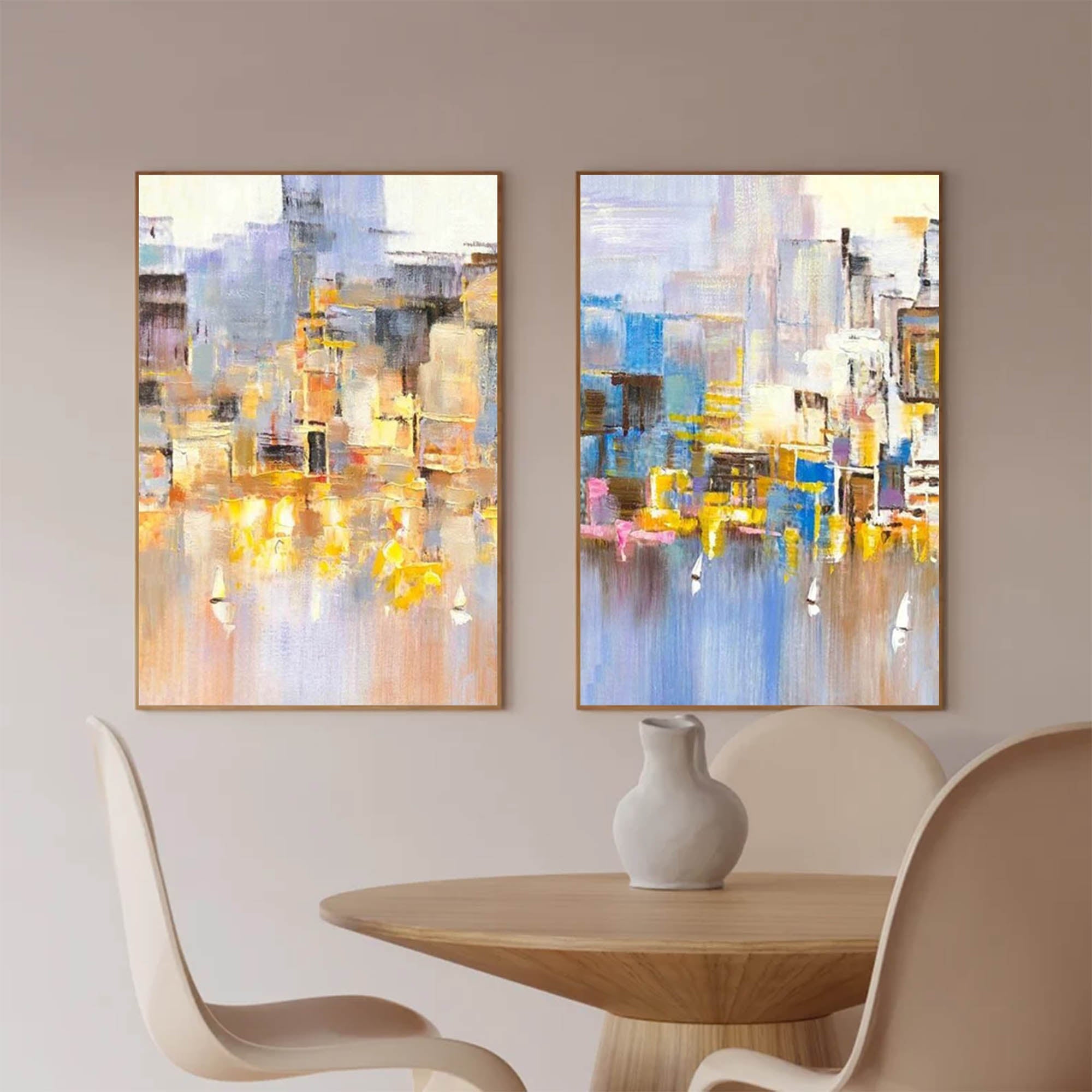 Harbor Abstract Impasto Canvas Wall