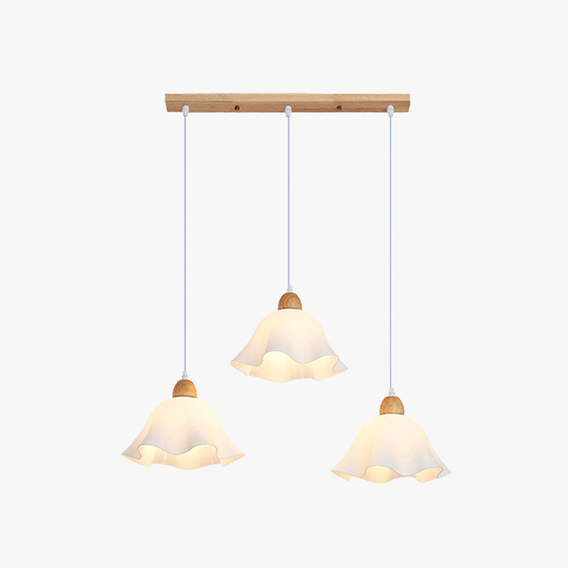 Muto Minimalist Flower Acrylic/Wood Pendant Light, White - Neutralighting