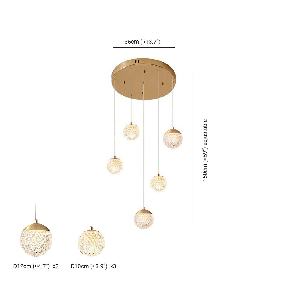 Arisha Multi Staircase Modern Art Deco Pendant Light, Gold - Neutralighting