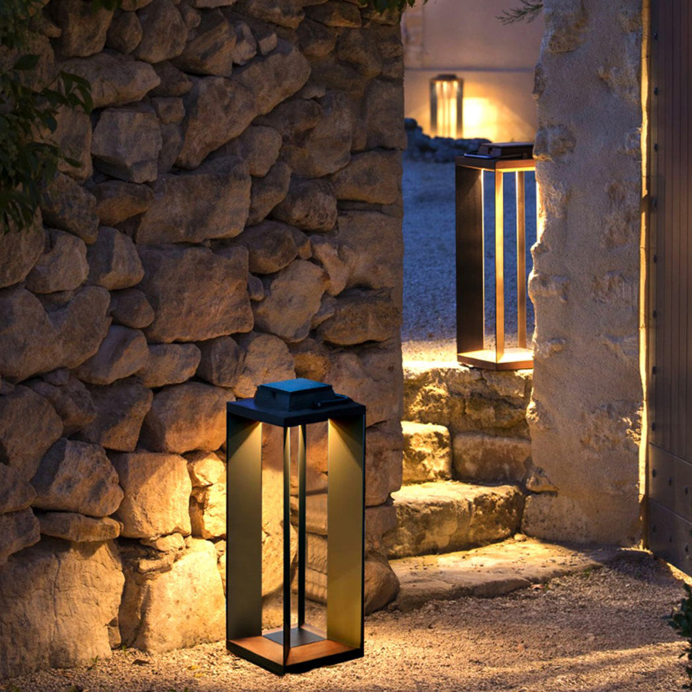 Ray Minimalist Cuboid Outdoor Floor Lamp, Hardwired, Black - Neutralighting