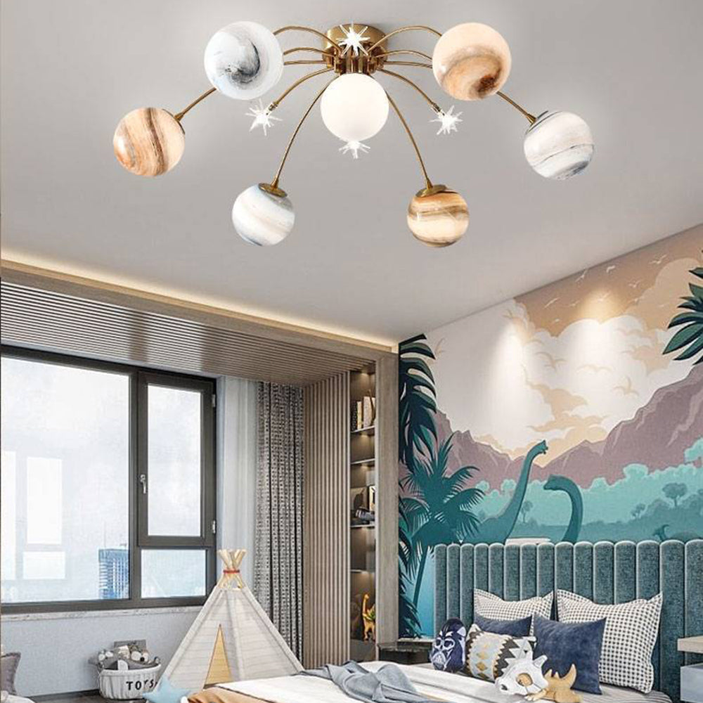 Aria Modern Planet Flush Mount Ceiling Light, Living Room - Neutralighting