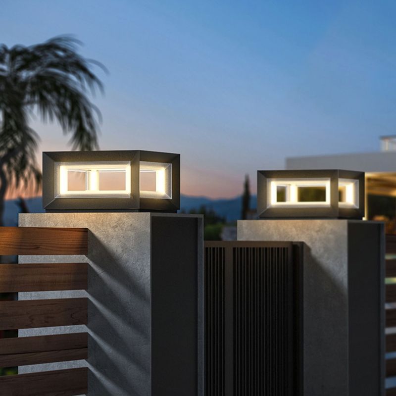 Ray Contemporary LED Cube Metal Outdoor Lamps, Black - Neutralighting