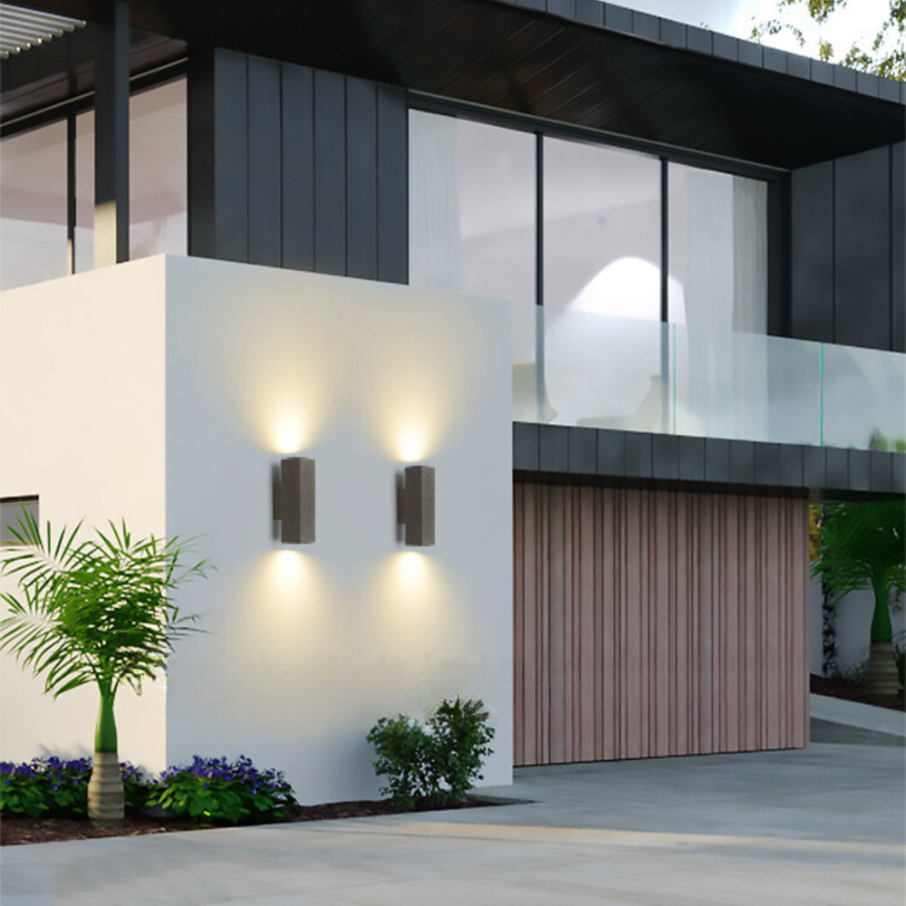 Ray Minimalist Cement Square Outdoor Wall Lamp, White - Neutralighting